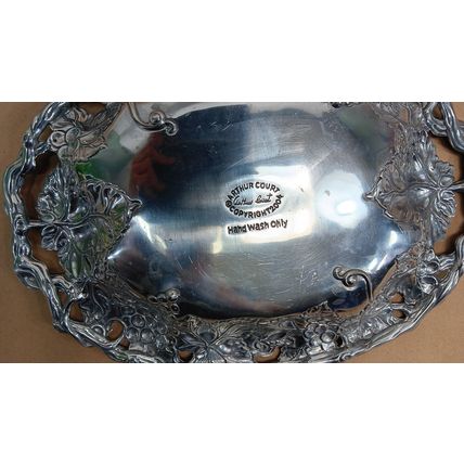 Vintage Arthur Court Heavy Oval Grapes And Vines Serving Platter Tray 14"