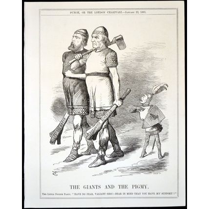 GIANTS AND THE PIGMY 1881 John Tenniel - Joseph Swain PUNCH CARTOON PAGE