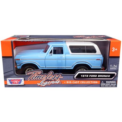 1978 Ford Bronco Custom Light Blue and White "Timeless Legends" Series 1/24 D...