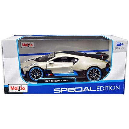 Bugatti Divo Satin White Metallic with Carbon and Blue Accents "Special Editi...