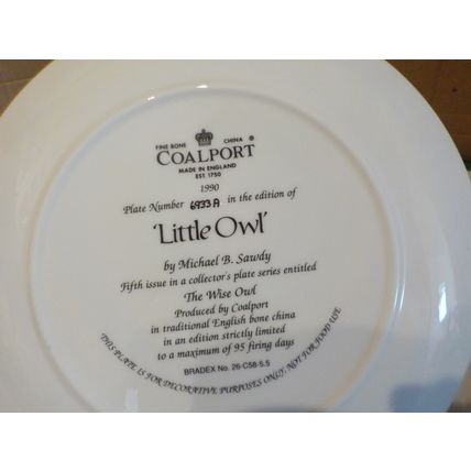 Coalport The Wise Owl Collection - Little Owl - Plate 6933A
