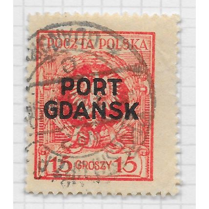 PORT GDANSK POLISH POST DANZIG 1925 15Gr USED Mi 6