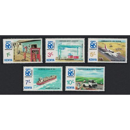 Kenya Airplanes Ships 'Expo '86' World Fair Vancouver 5v 1986 MNH SG#385-389