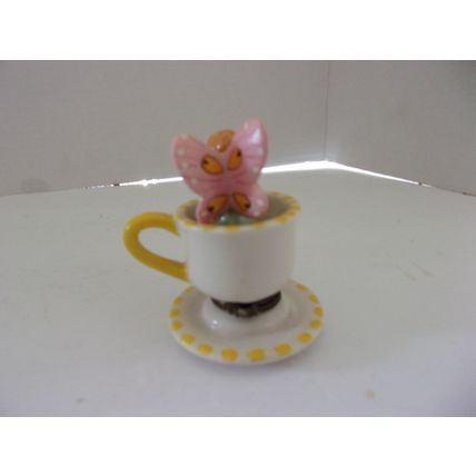 Miniature Tea Cup Fairy In Cup Trinket Box 3" high