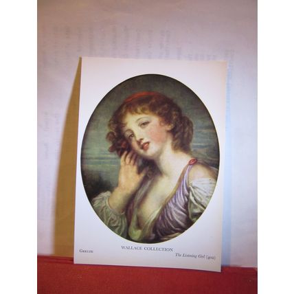 THE LISTENING GIRL, painting by Greuze unused postcard Wallace Collection =