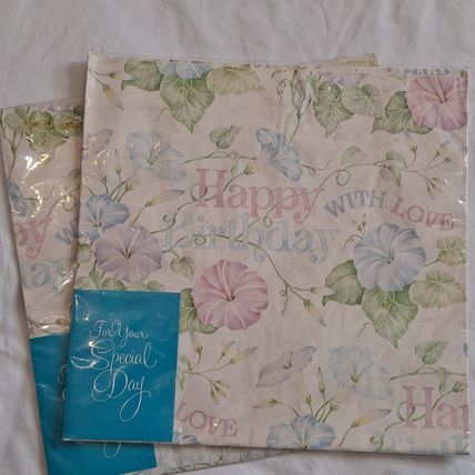 Vintage New American Greetings HAPPY BIRTHDAY WRAPPING PAPER Gift Wrap Flowers