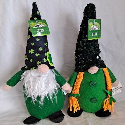 New Lot 2 PLUSH ST PATRICK'S DAY 13" GNOMES Bean Bag Greenbrier Decor Felt