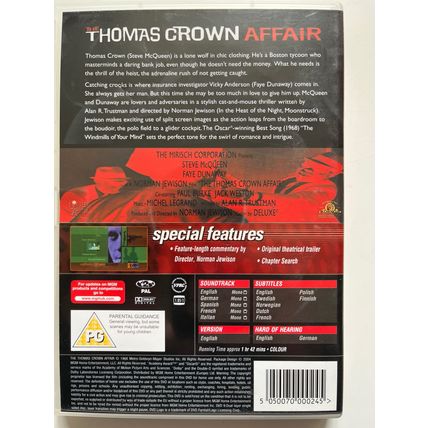 THE THOMAS CROWN AFFAIR (1968) - UK DVD, 2004