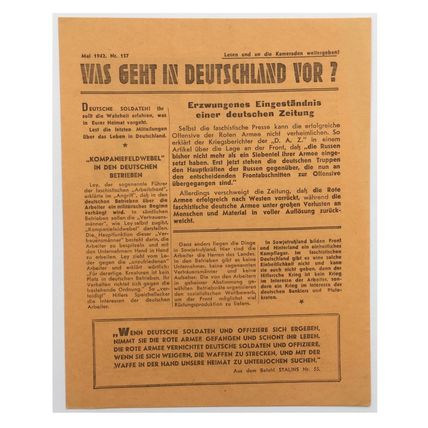Original iWW2 Russian/Soviet Air Drop Leaflet. - Code 1442. - 1942.