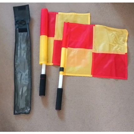 Foam Handled Linesman Referee Checkered Flags In Bag Football Signals