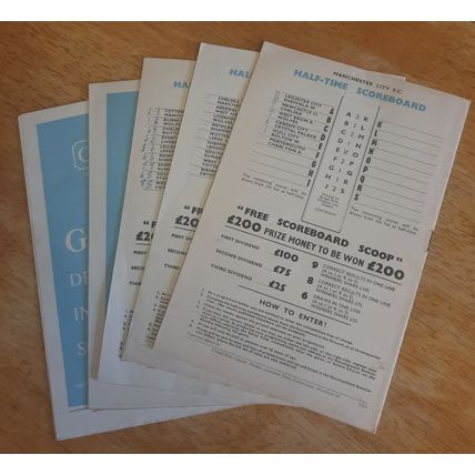 X 5 Manchester City Vintage 1960's Football Programmes.
