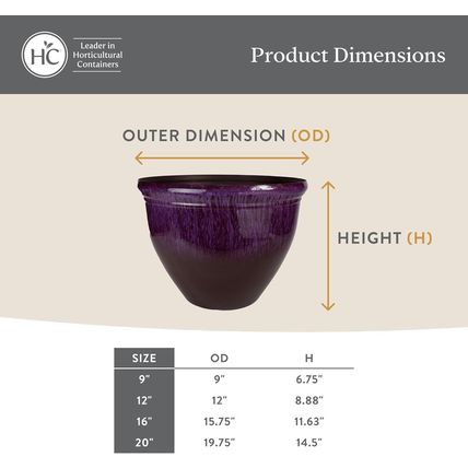 The HC Companies Pizzazz Decorative round Flower Pots W/Ceramic Look - Uv-Resist
