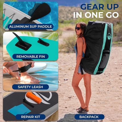 Serenelife Inflatable Stand up Paddle Board with Premium SUP Accessories – Wide