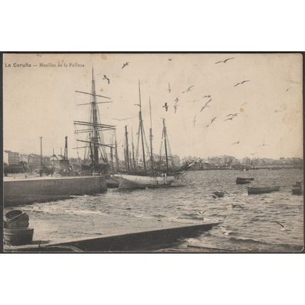 Muelles de la Palloza, La Coruña, c.1910 - Lombardero Tarjeta Postal