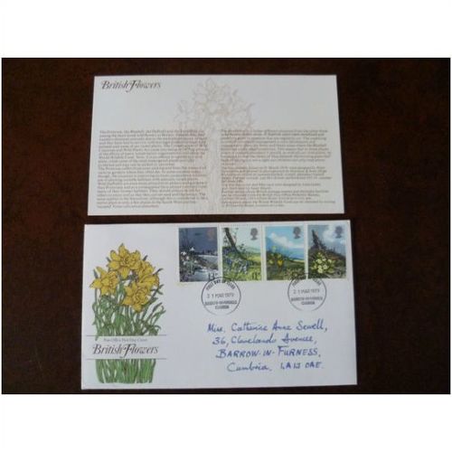 1979 GB British Flowers stamps PO First Day Cover Barrow in Furness snowdrop