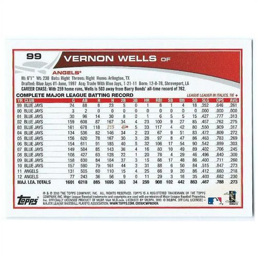 2013 Topps Opening Day - #99 - Vernon Wells