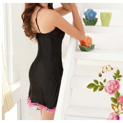 Spaghetti Strap Backless Lace Embellished Women’s Baby Doll