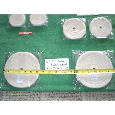 3, 4 & 6" DIA Cotton polisher Buffing Wheels 1/4 & 1/2 Arbor Holes 1/2"Thick