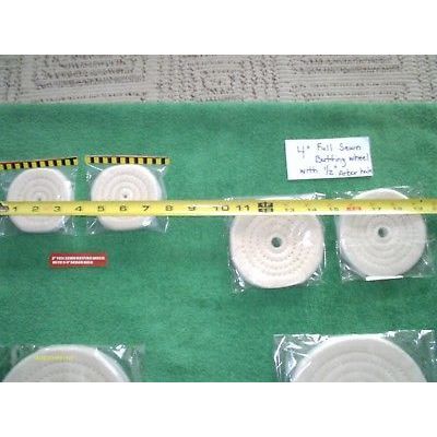 3, 4 & 6" DIA Cotton polisher Buffing Wheels 1/4 & 1/2 Arbor Holes 1/2"Thick