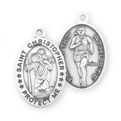 St. Christopher Women's Track Sterling Silver Medal Necklace