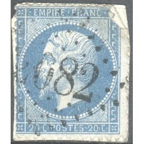 France 1853 - SG 51 - 20c blue Napoleon 111 - used 9