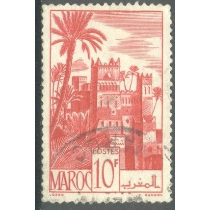 Morocco 1947 - 10f carmine rose - city view - used