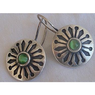 Oriental green cat eye earrings