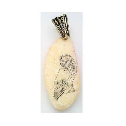 Scrimshaw Owl Pendant 3
