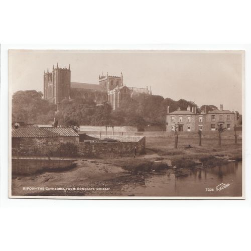Ripon Cathedral from Bondgate Bridge Yorkshire Walter Scott Postcard 7225