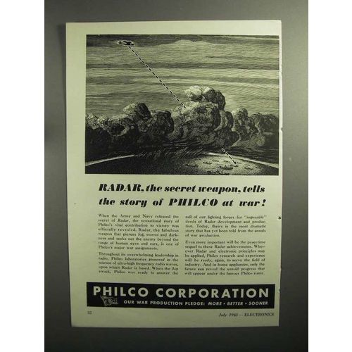 1943 WWII Philco Radar Ad - The Secret Weapon at War