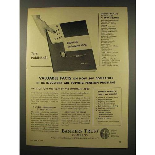 1956 Bankers Trust Company Ad - Pension Problems