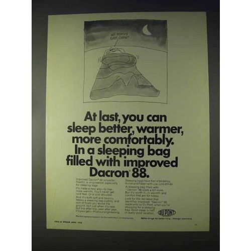 1970 Du Pont Dacron 88 Sleeping Bag Ad - At Last