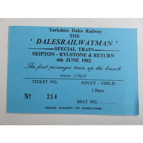 Yorkshire Dales Railway The Dalesrailwayman Skipton-Rylstone Rtn 1982 Ticket#2