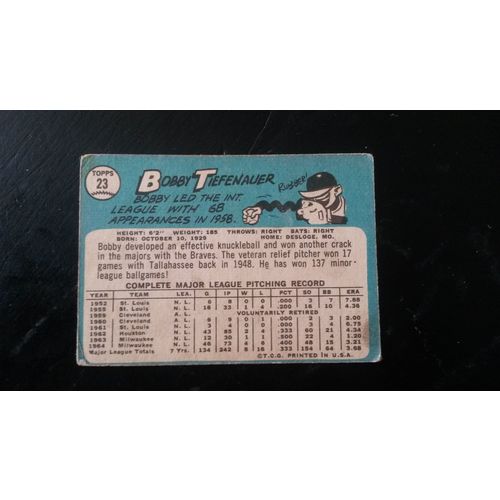 1965 Topps Card # 023 Bob Tiefenauer Good (2) Milwaukee Braves