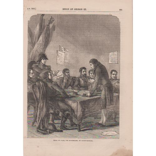 Print 1863 unframed Trial of Palm the Bookseller by Court Martial 18 x 26 cm