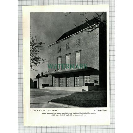 (7898) Watford Town Hall / Norwich City Hall - c.1945 Book Print