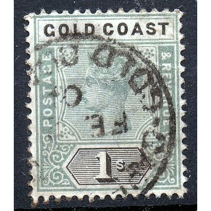 Gold Coast QV 1898 sg31 1/- - good used.
