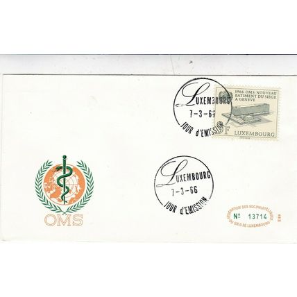 Luxembourg 1966 United Nations FDC Special cancel Unaddressed VGC