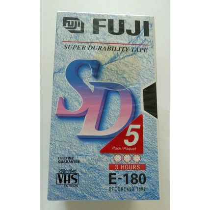 5 PACK OF BLANK FUJI SD E180 VHS VIDEO CASSETTE TAPES - NEW & SEALED