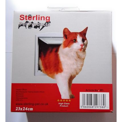 STIRLING 4 Way premium magnetic Manual Locking Cat flap WHITE