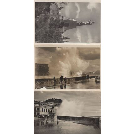 San Sebastian Spain 3x Old Real Photo incl Disaster Postcard s