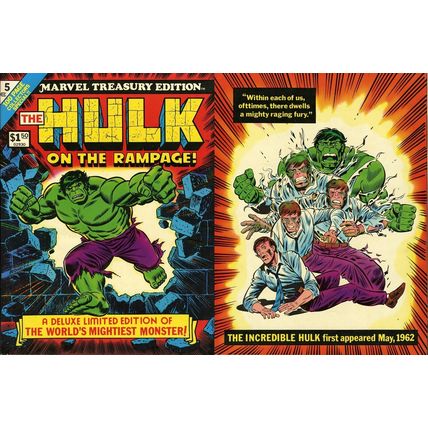 MARVEL TREASURY 5 THE HULK ON THE RAMPAGE 1975 GIANT EDITION NM