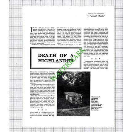 Little Clacton Essex Cameron Highlanders Blacksmiths Arms McDonald 1969 Article