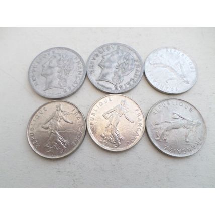 France - 6 differently dated - 5 franc coins