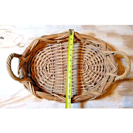 Heavy/Sturdy Flat Oval Basket w/ Side handles/ Ribbed/Bamboo - Sm. Pet Bed/More!