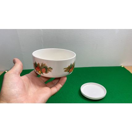 Lidded Dish, Italglass Ceramic, Vintage, Trinket Ring Storage Box, Rose Pattern,