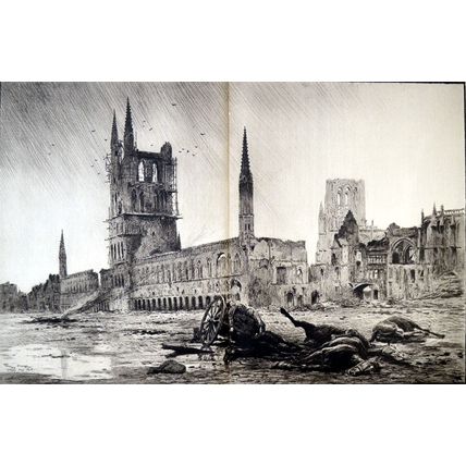 LA GRAND’ PLACE D’YPRES - LA - SILENCIEUSE 1915 Georges Scott WORLD WAR I PRINT