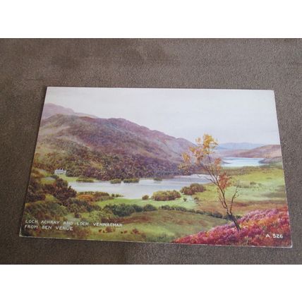 1930s Valentines Postcard -Loch Achray & Vennachar, Trossachs - Artist A526