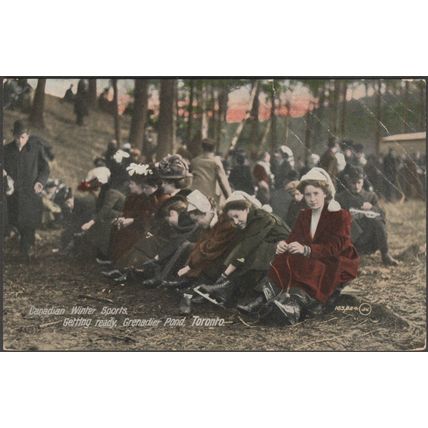 Canadian Winter Sports, Grenadier Pond, Toronto, c1905-10 - Valentine's Postcard