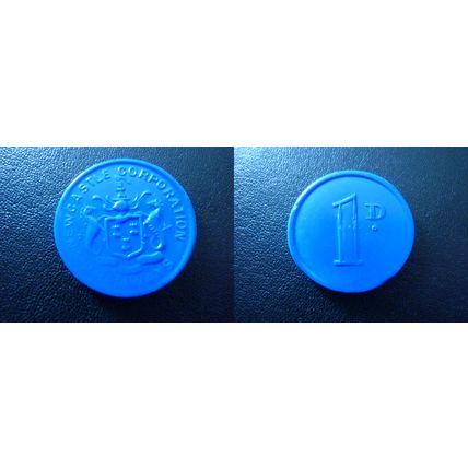 Newcastle Corporation Tramways 1d blue transport token